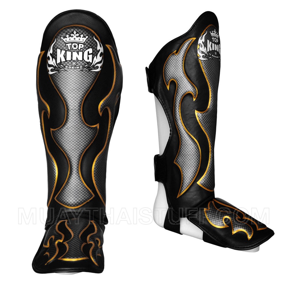TOP KING Shin Guards Empower Creativity Black With Carbon Kevlar